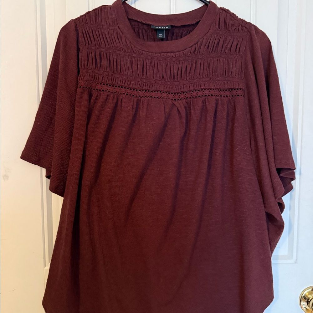 Torrid Burgundy Smocked Blouse - Size 00